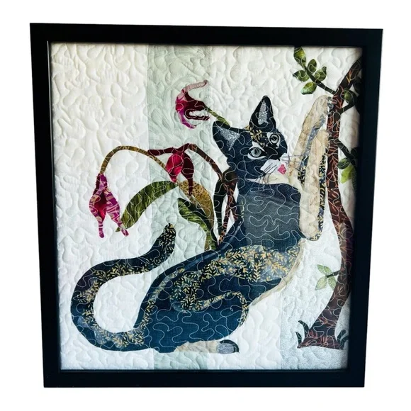 Vintage Cat Quilt Custom Framed Wall Art - Picture 2 of 5